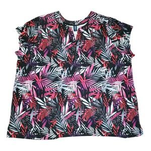 Swim 365 Swimsuits for All‎ Shirt Plus Size 42 Black Floral Palm Beach Tropical